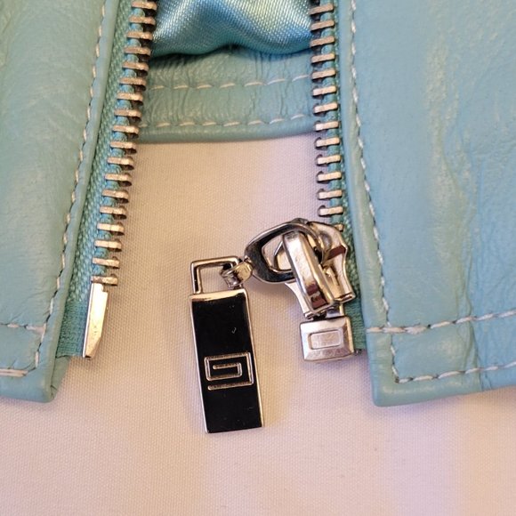 ❣️HP❣️ Pamela McCoy 100% leather aqua full zip satin lined jacket sz: M NWOT - Picture 7 of 12
